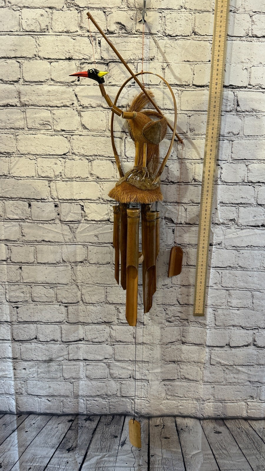 Crane Bird With Chimes Bamboo Windchime 60cm Garden Gift Summer Handmade Chimes
