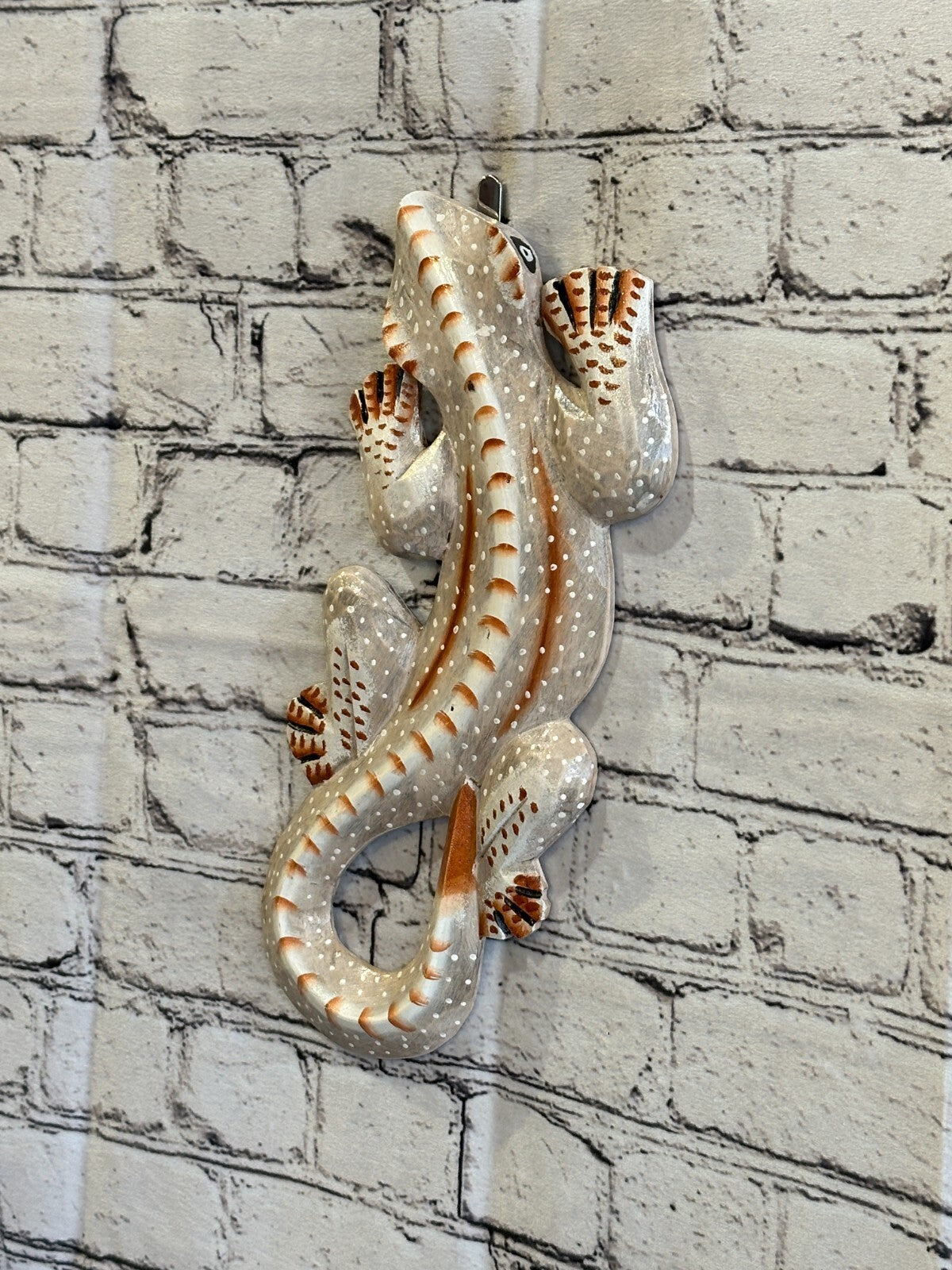 30cm Gecko Lizard Grey Wood Wall Hanging Wooden Ornaments Wood Carving