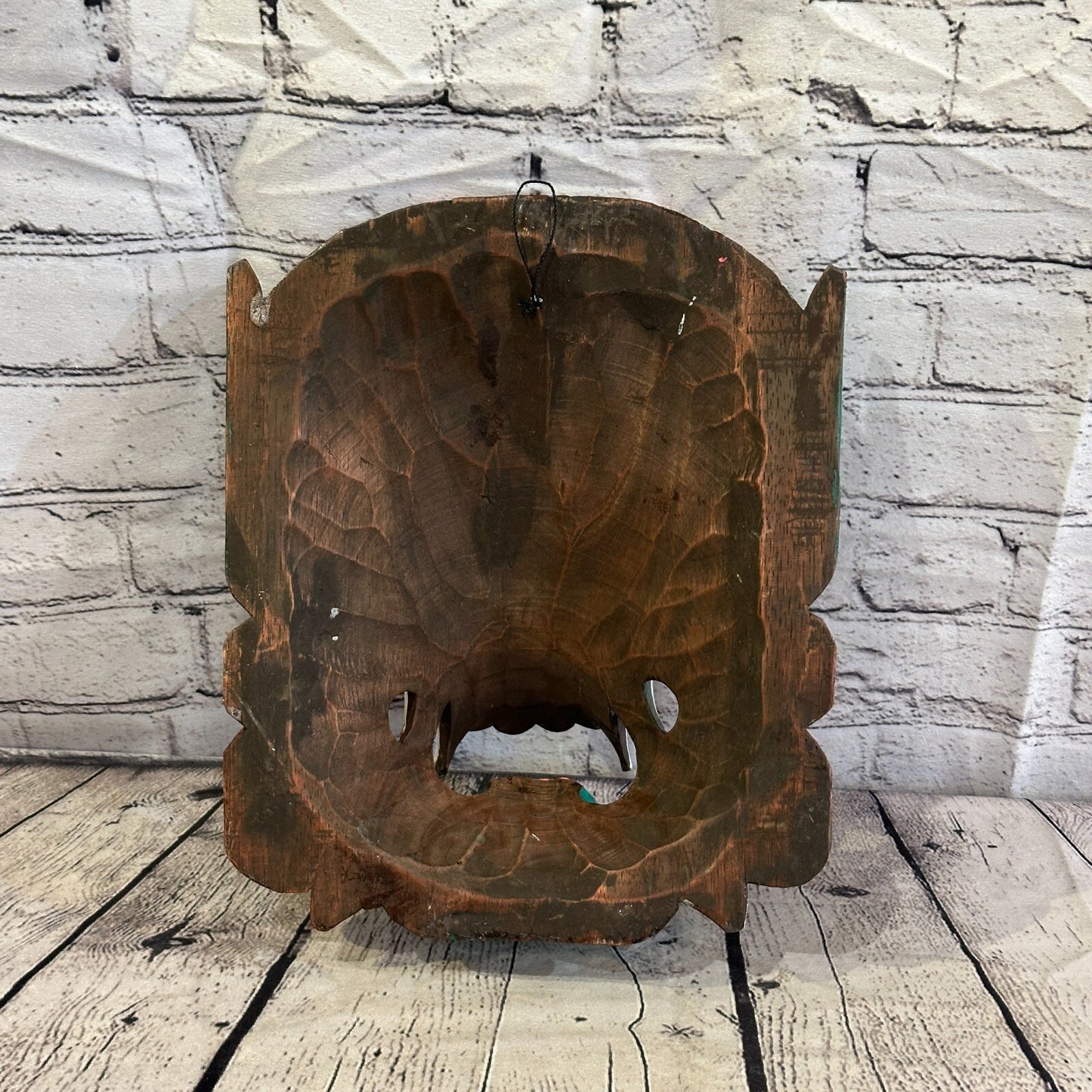 Large Wooden Green Barong Wall Mask 30cm x 25cm Handmade And Fairtrade