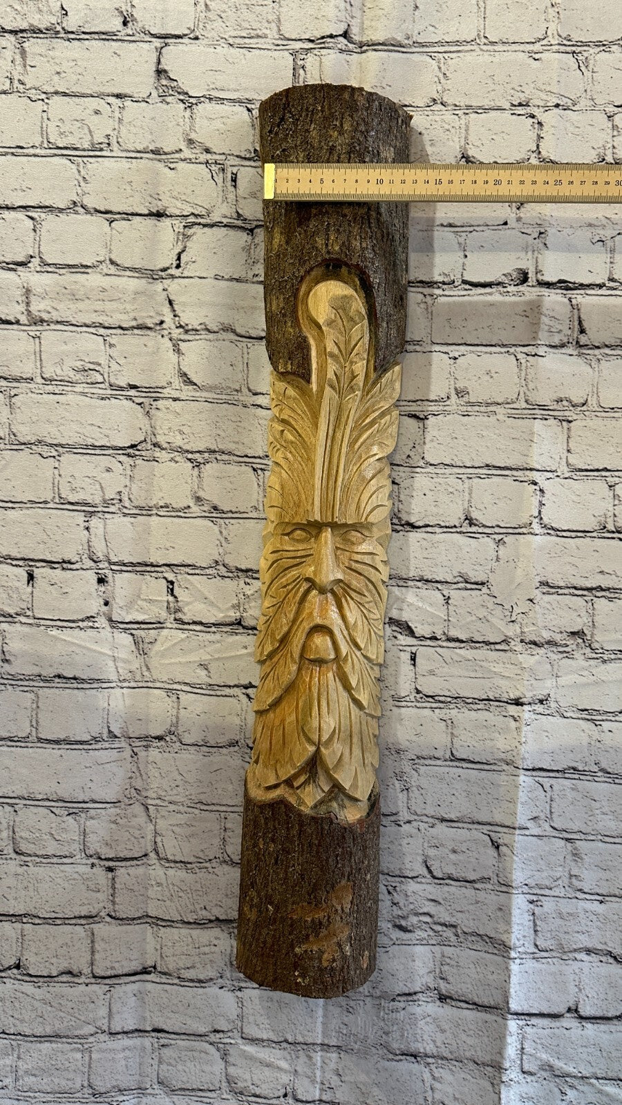 Green Man Of The Woods 80cm Hand Carved Wizard Tree Trunk Wood Fairtrade