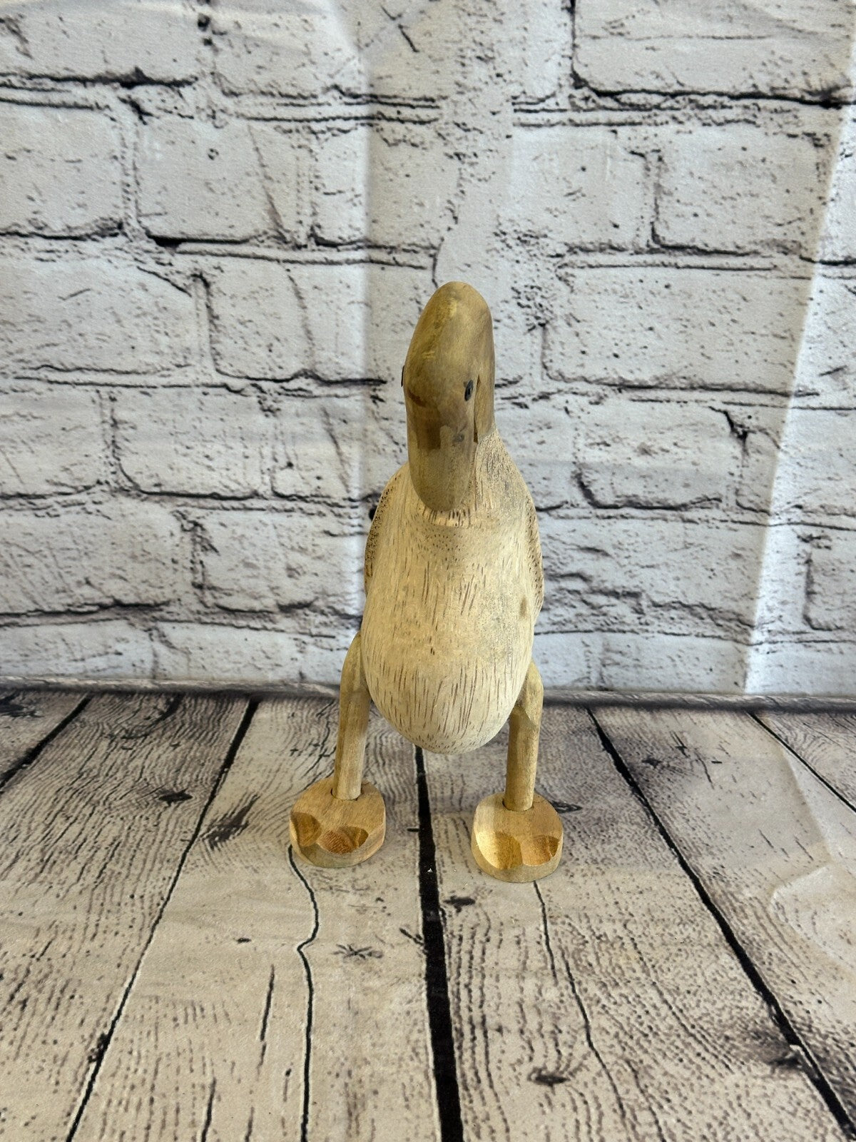 Swan Neck 25cm Tall Wooden Hairy Duckling Baby Duck Bamboo Root Fairtrade