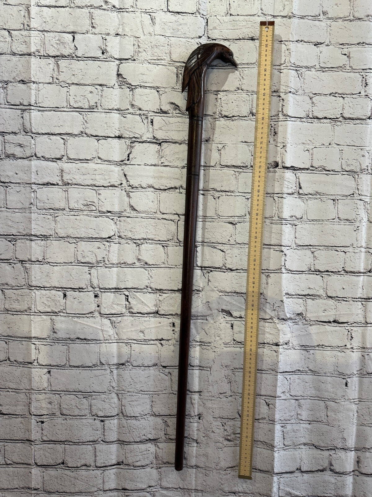 Humming Bird 90cm Tribal African Walking Stick Cane Hand Carved Dark Wood