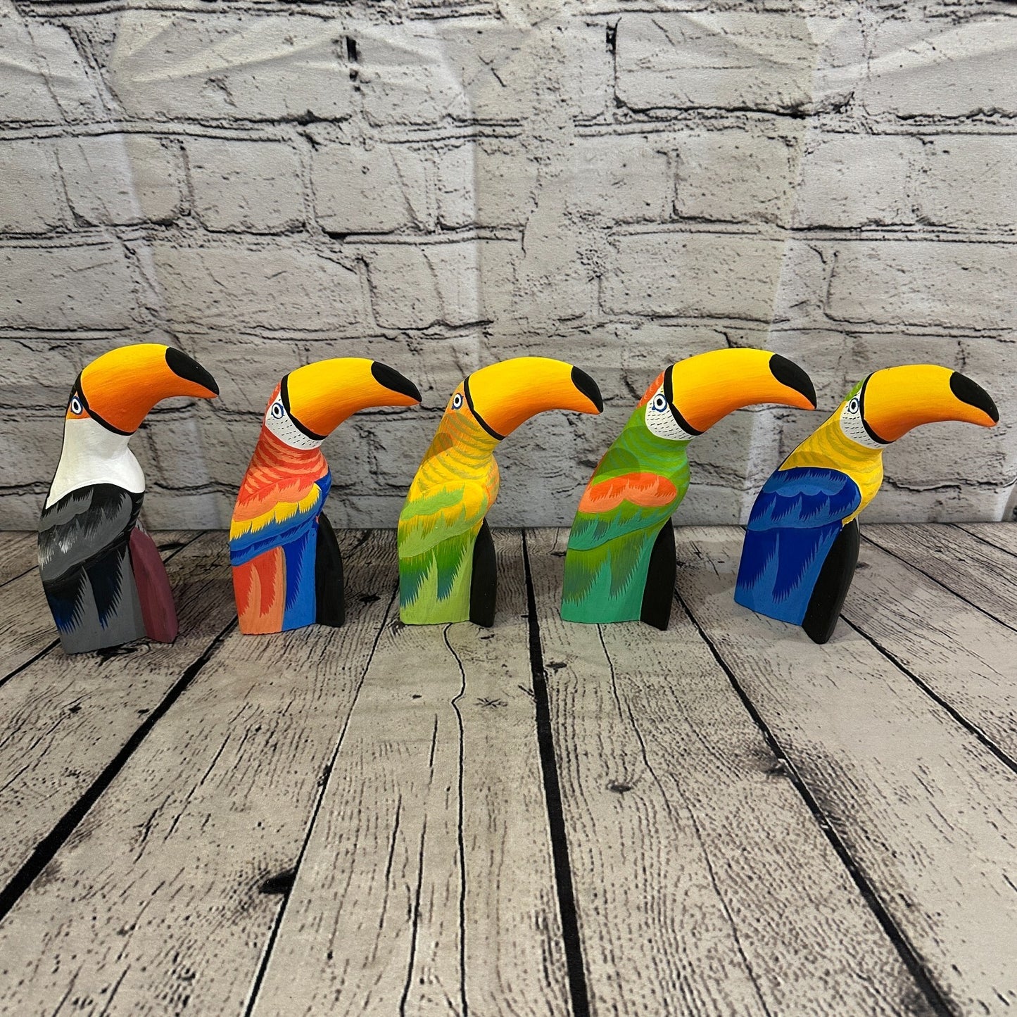 30cm Yellow Toucan Bird Ornament Statue Fair Trade Hand Made Carved Wood