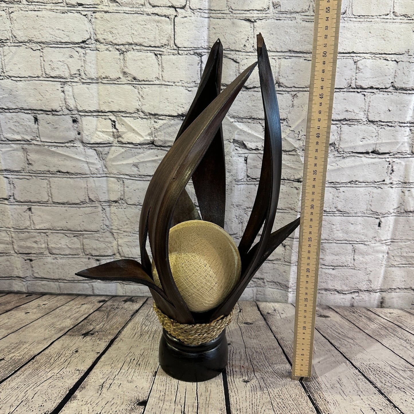 White Brown Leaf Natural 50cm Tall Leaf Lamp Twist LED UK Mains Plug Design 11