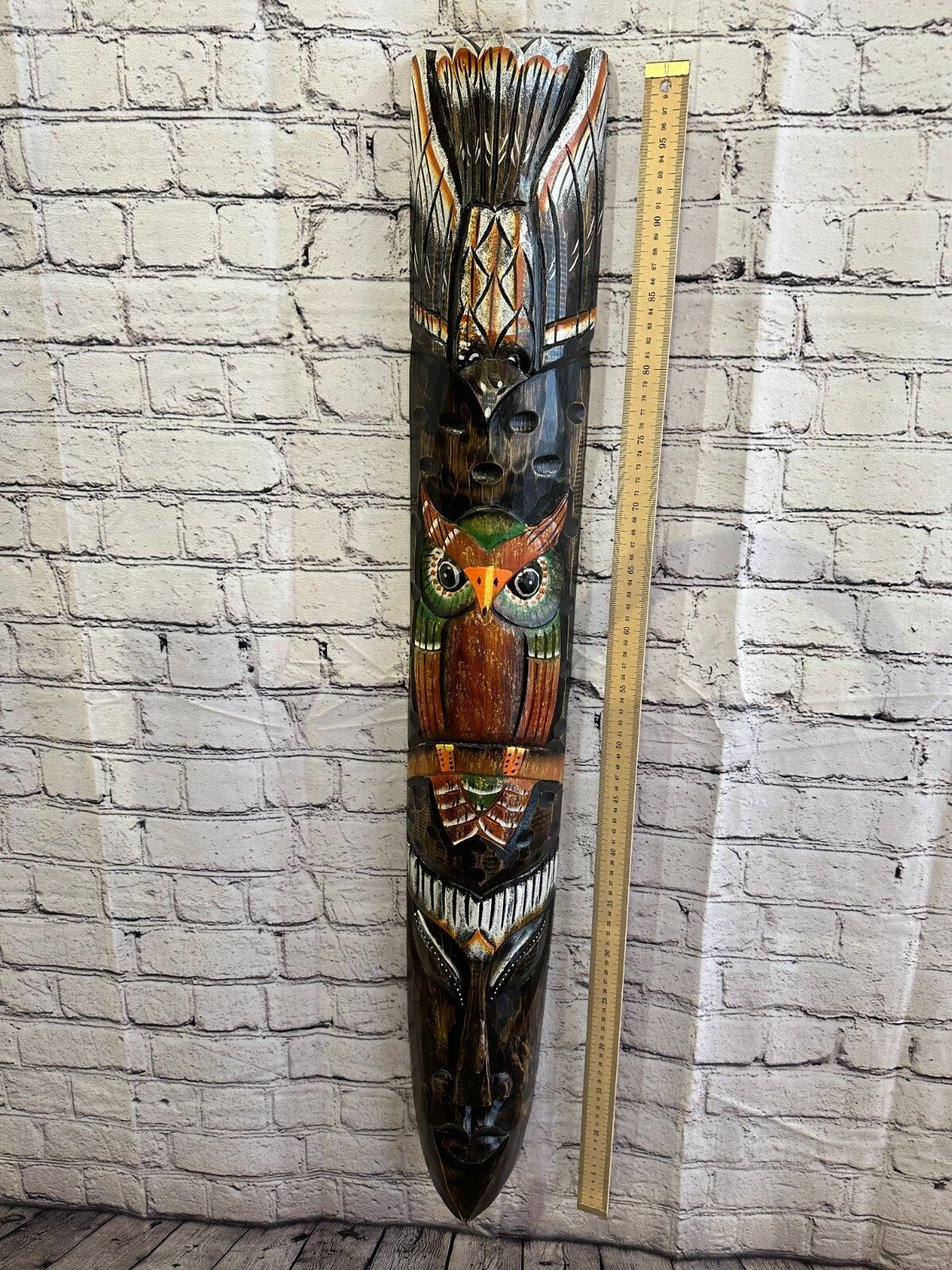 100cm Eagle Owl Hand Carved Fair Trade Wooden Animal Wall Art Wall Hang Mask