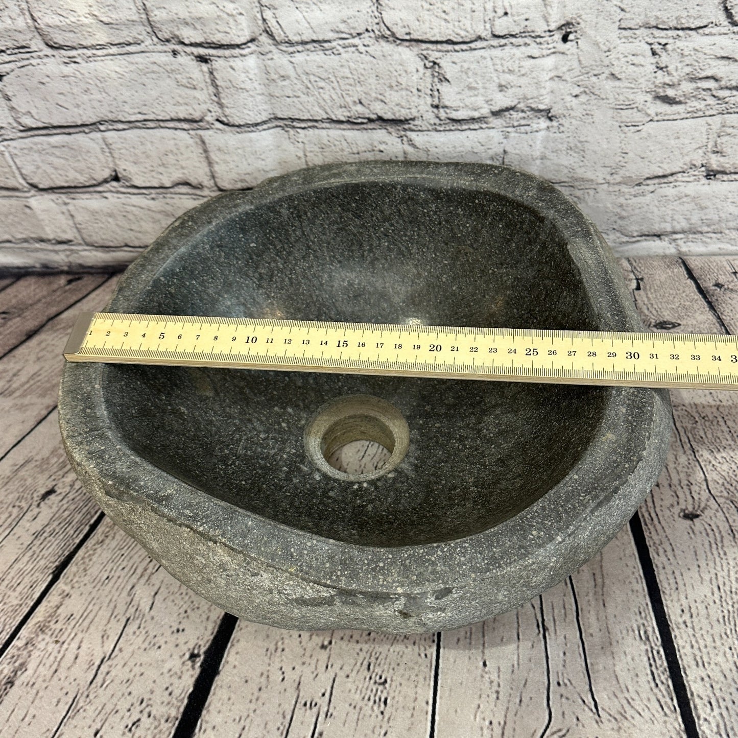32cm x 29cm River Stone Sink Basin Bowl Natural for Bathroom Washroom Oval No 33