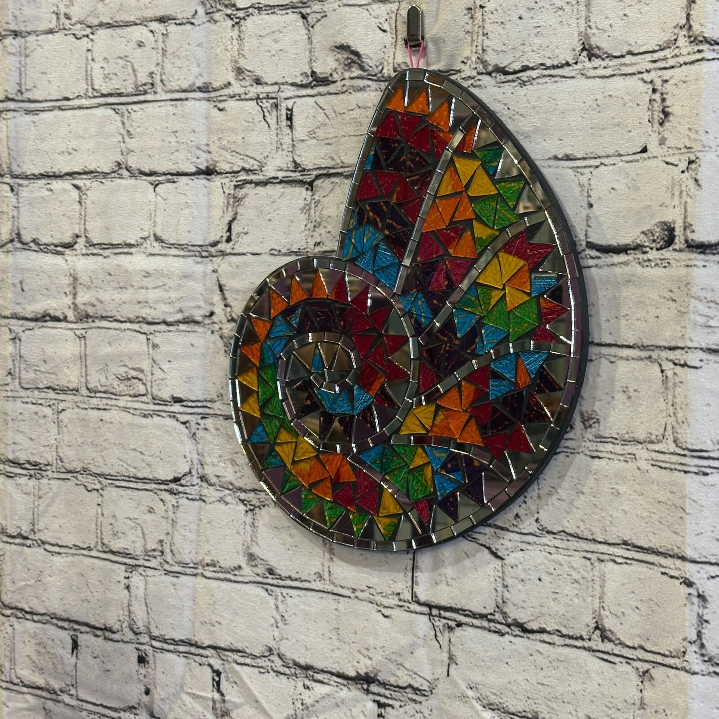 Rainbow Nautilus Shell Mosaic Tile Wall Mirror 30cm x 25cm Handmade New