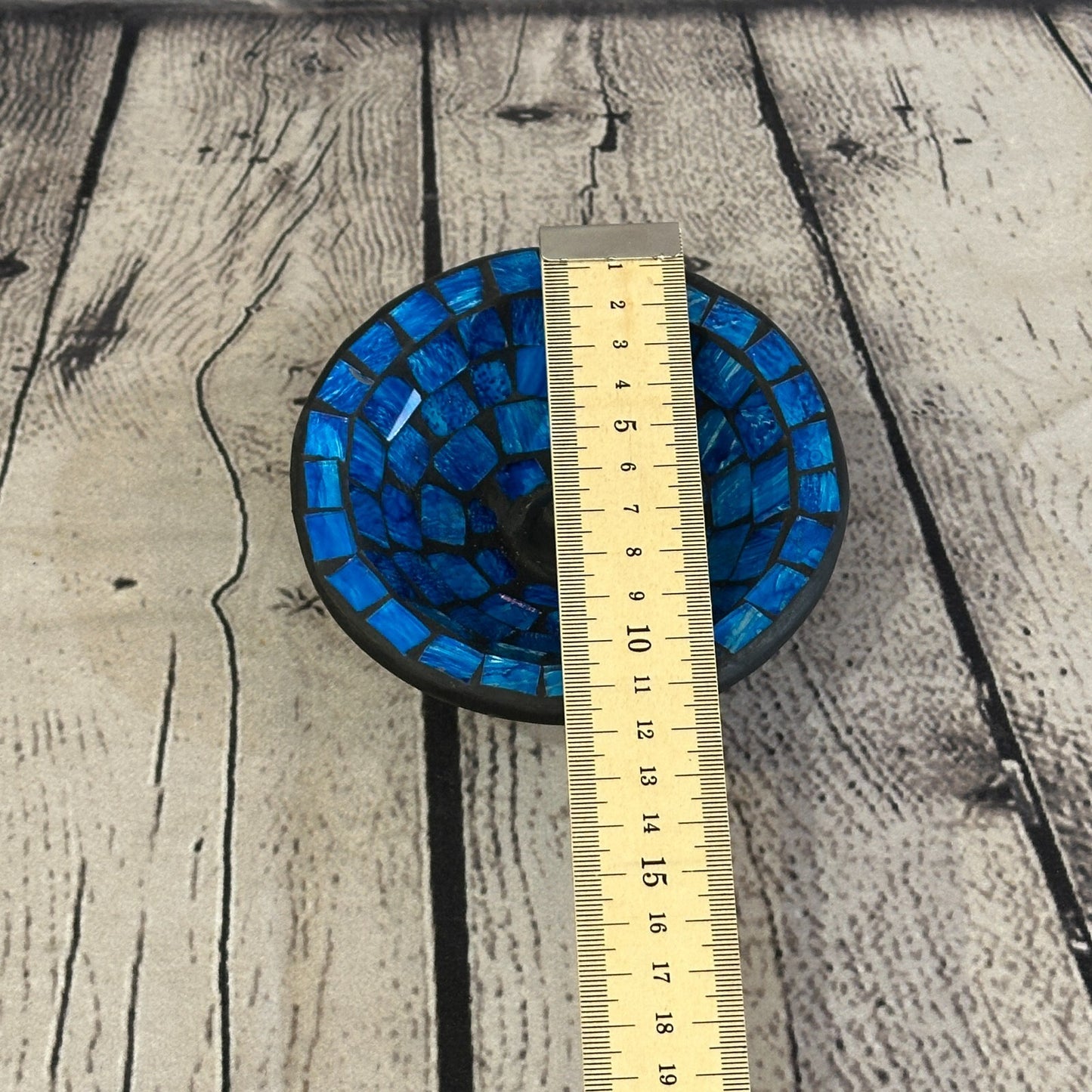 Blue Mosaic Stick Holder Round Plate Buddhism Ash Catcher Joss Cone Insence