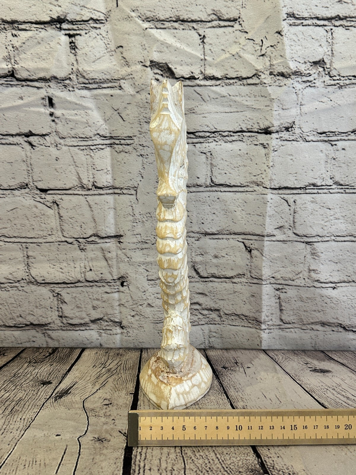 30cm White Plain Wooden Shabby Seahorse Statue Ornament Fair Trade Handcarved