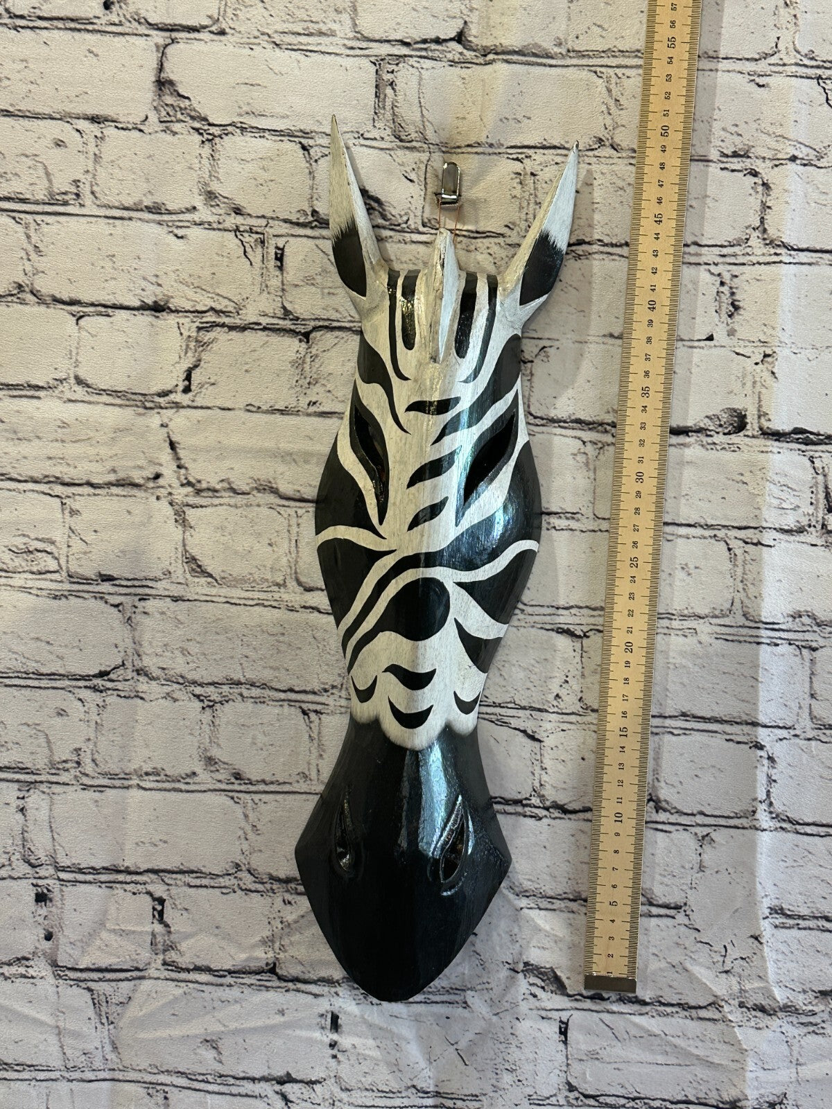 50cm Zebra Marking Hand Carved Fair Trade Wooden Animal Wall Art Wall Hang Mask