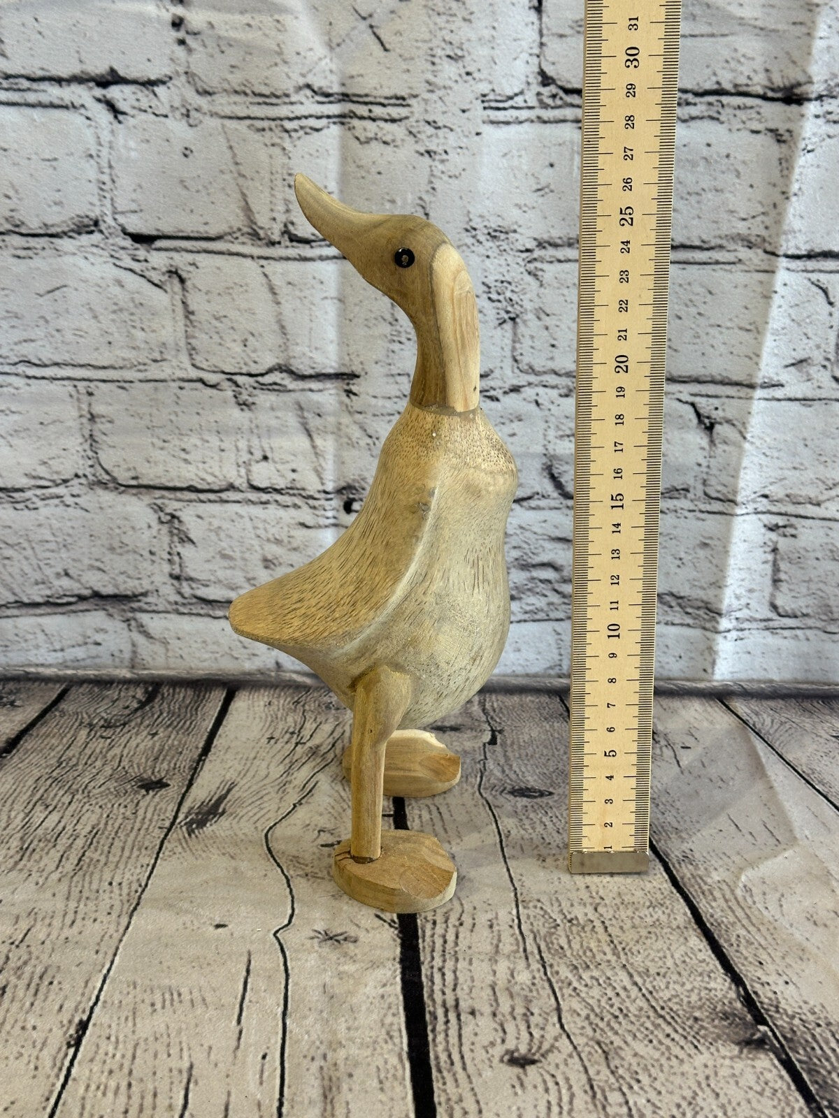 Looking Back 25cm Tall Wooden Hairy Duckling Baby Duck Bamboo Root Fairtrade