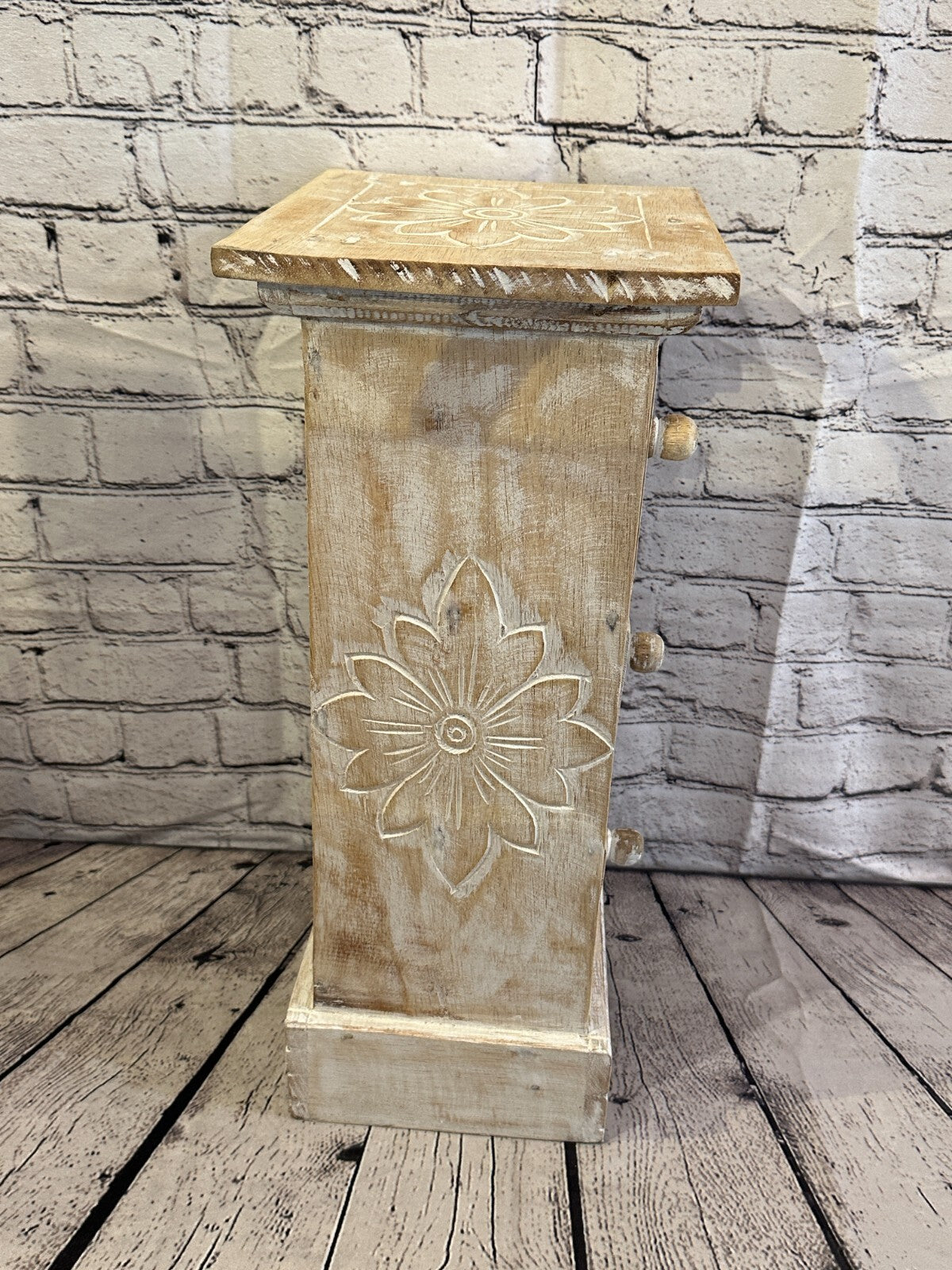 60cm x 25cm Cream 3 Draw Wooden Side Cabinet Living Hallway Storage Furniture