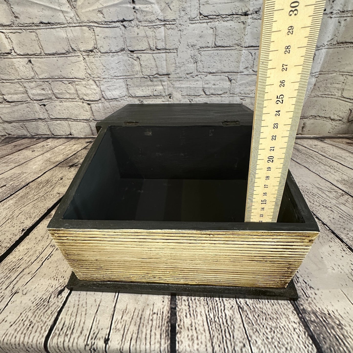 30cm x 22cm Book Wooden Gothic Pentagram Symbol Coffin Jewellery Trinket Box