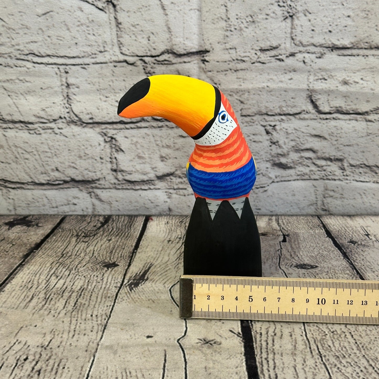 15cm Red Toucan Bird Ornament Statue Fair Trade Hand Made Carved Wood