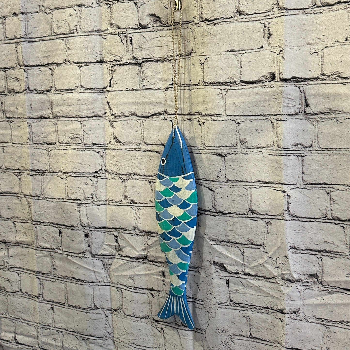 40cm Hanging Fish Hand Painted Fish Wooden Hanging Fish Coastal Decor Design 1