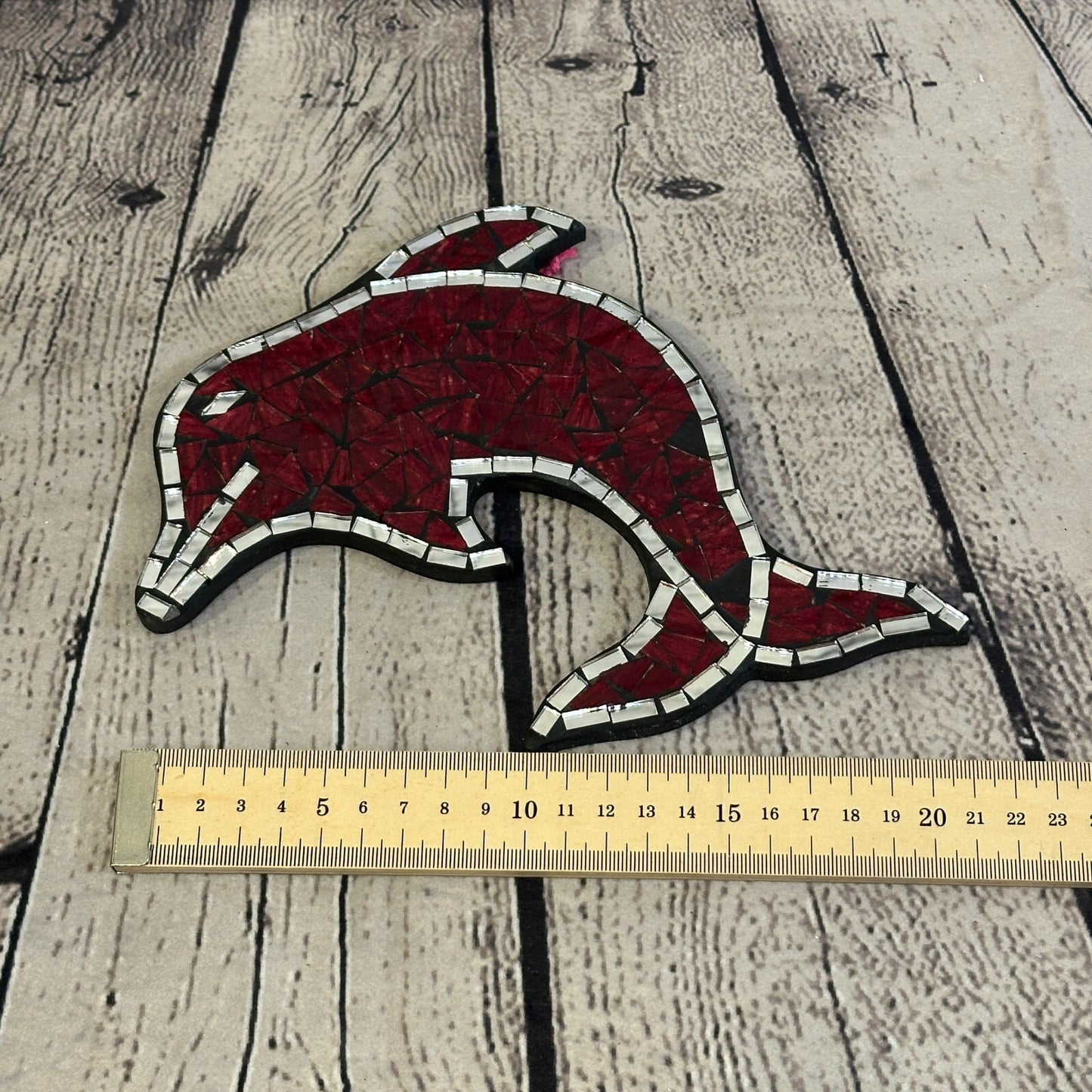 Red Dolphin Fish Mosaic Tile Wall Mirror 20cm x 20cm Handmade New