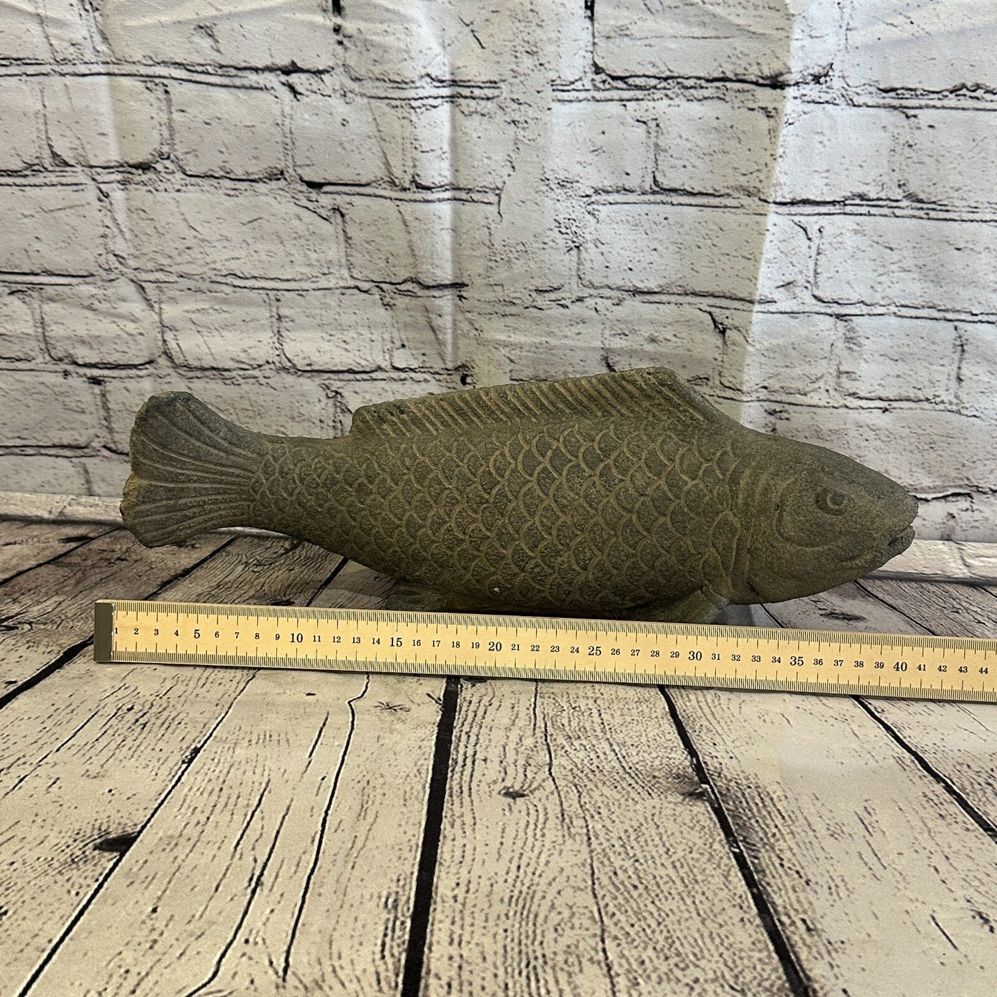 Koi Fish Carp Stone Garden 40cm x 15cm Ornament Outdoor Indoor Statue Hindu