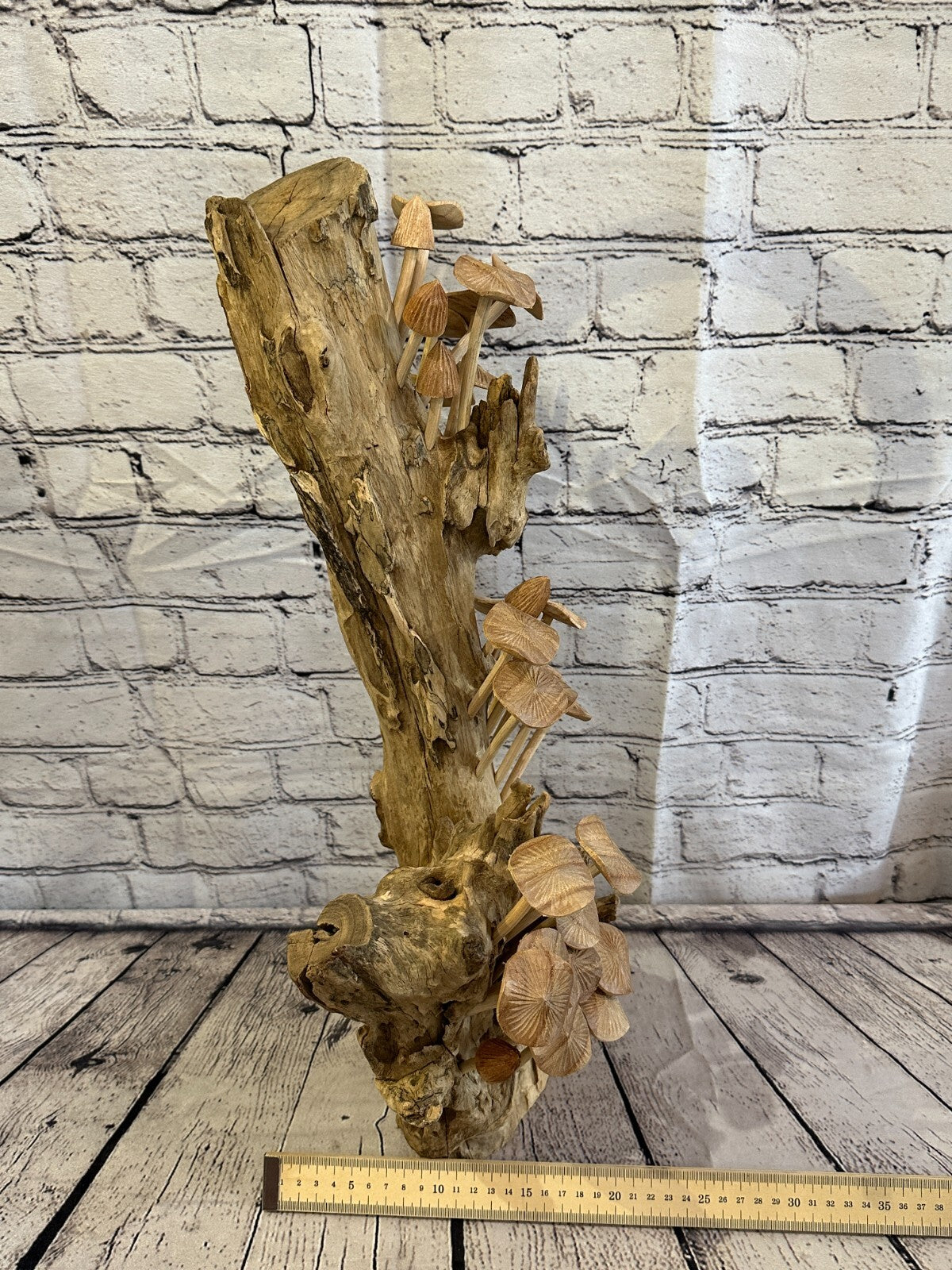 55cm Tall Mushrooms Cluster Parasite Ornament Natural Carving Fairtrade Wooden