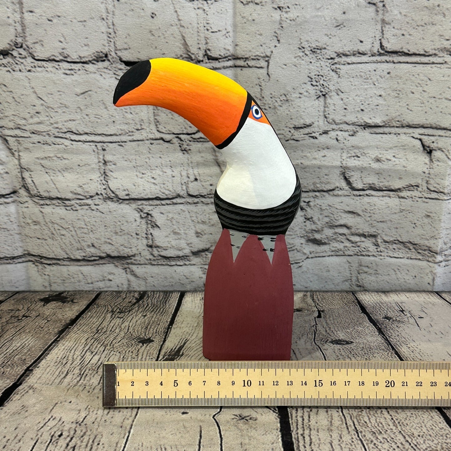20cm Black Toucan Bird Ornament Statue Fair Trade Hand Made Carved Wood