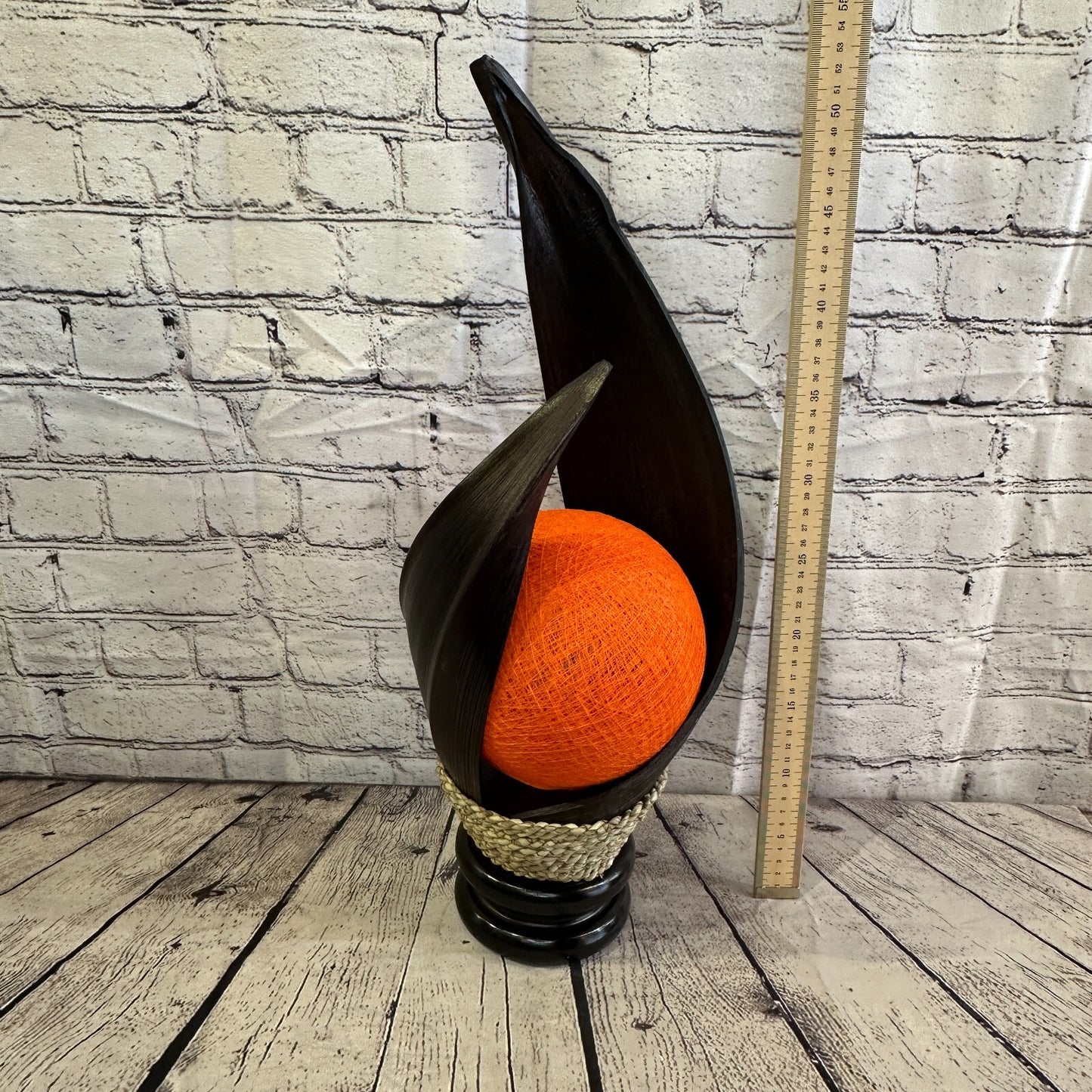 Orange Dark Brown Natural 55cm Tall Leaf Lamp Twist LED UK Mains Plug Design 2
