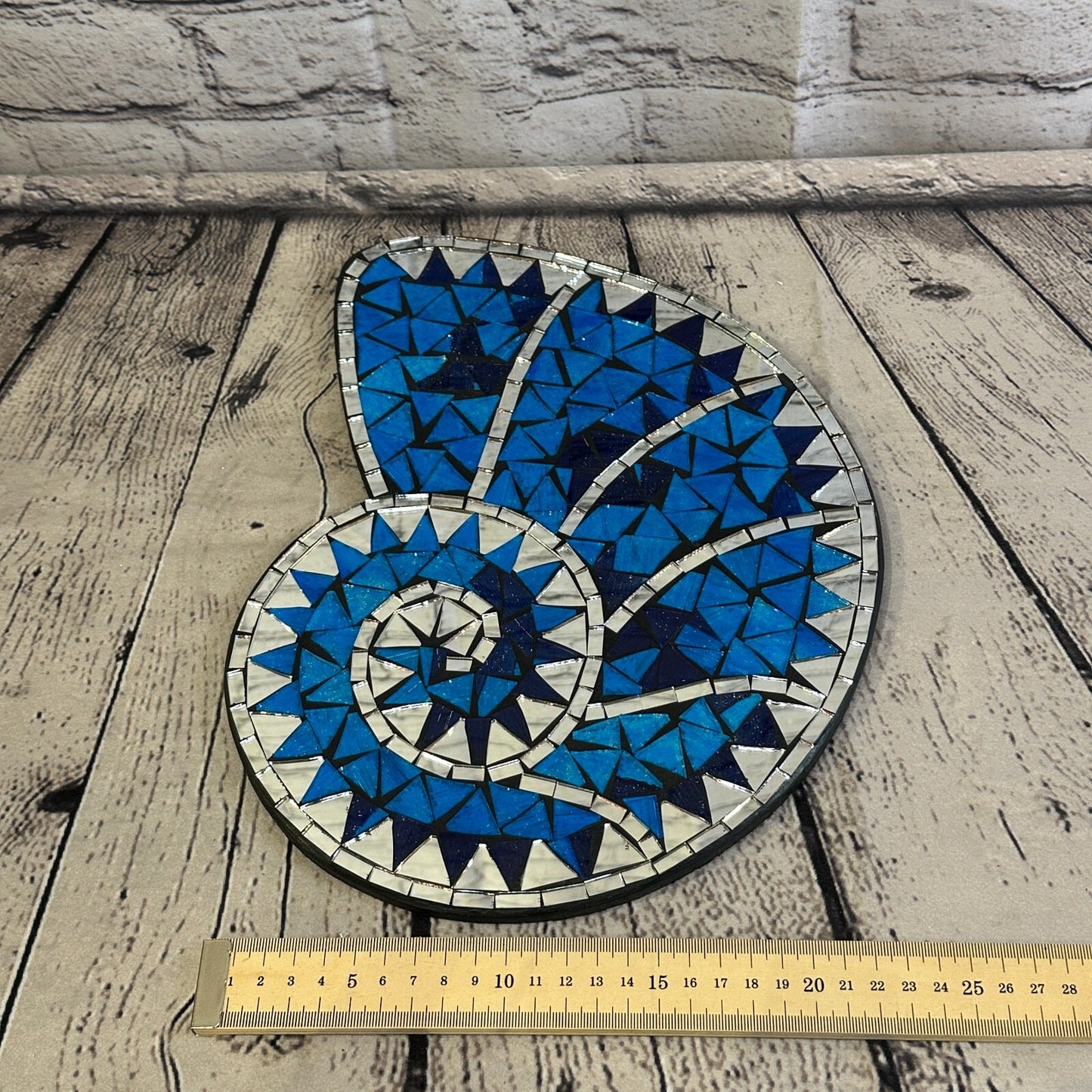 Blue Nautilus Shell Mosaic Tile Wall Mirror 30cm x 25cm Handmade New
