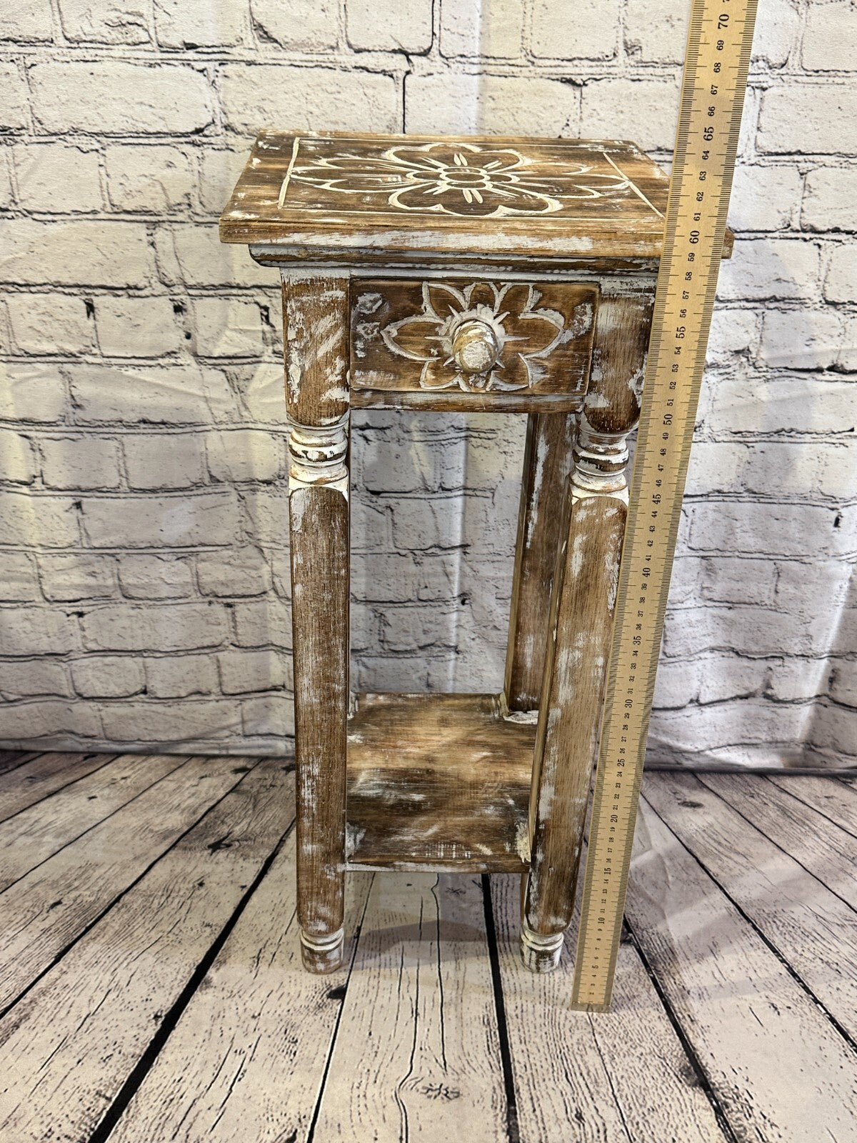 60cm x 25cm Brown 1 Draw Wooden Side Cabinet Living Hallway Storage Furniture