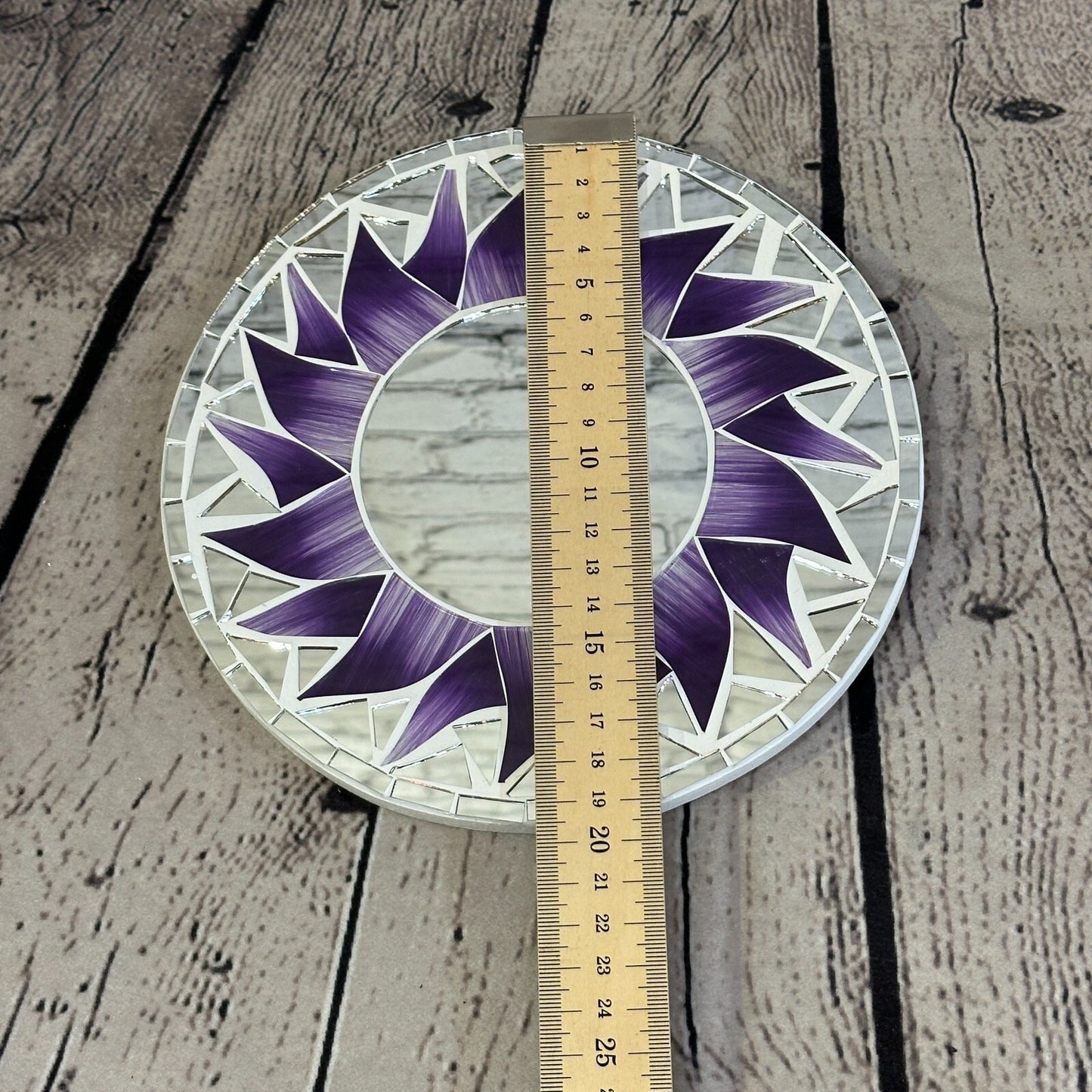 Purple Flame Sun Mosaic Tile Wall Mirror 20cm x 20cm 8 Inches Handmade New