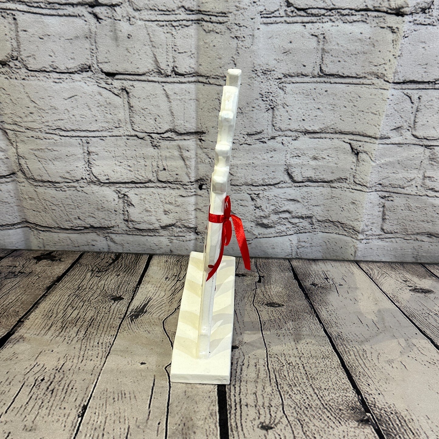 25cm x 20cm White Handcrafted Wood Reindeer Xmas Christmas Ornament Antlers