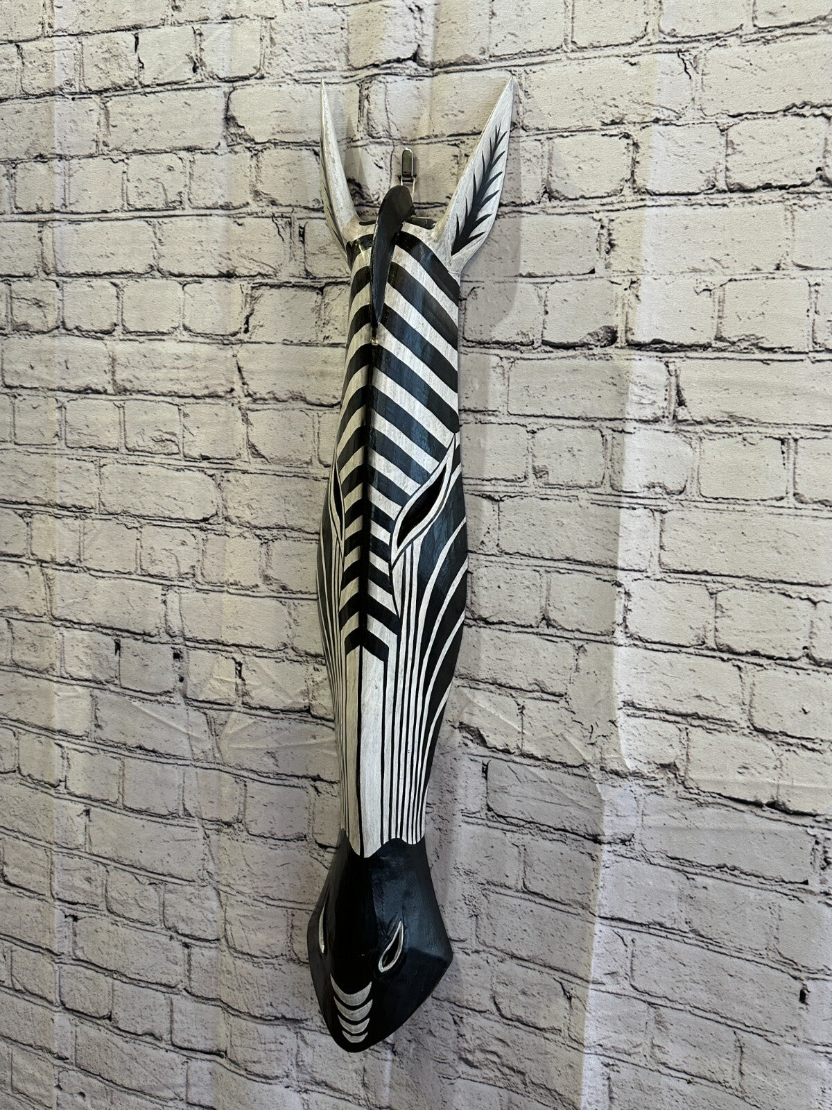 100cm Stripe Zebra Hand Carved Fair Trade Wooden Animal Wall Art Wall Hang Mask