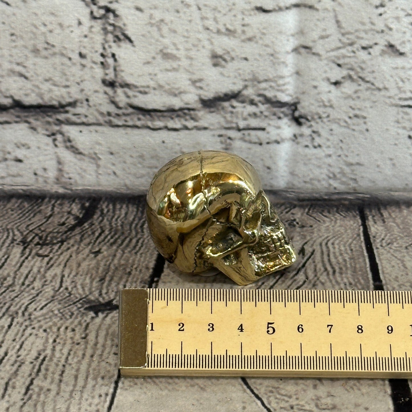 5cm x 5cm Antique Bronze Colour Skull Human Head Sculpture Ornament Home Office