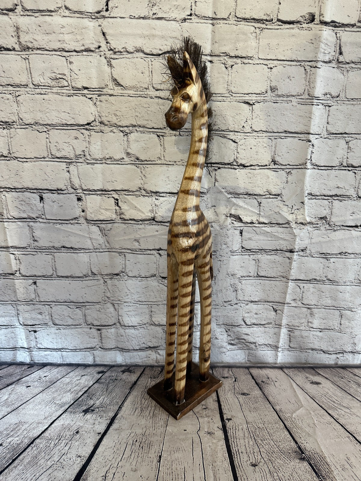 60cm Burnt Pattern Wood Horse Tall Statue Wood Modern Hand Carved Painted