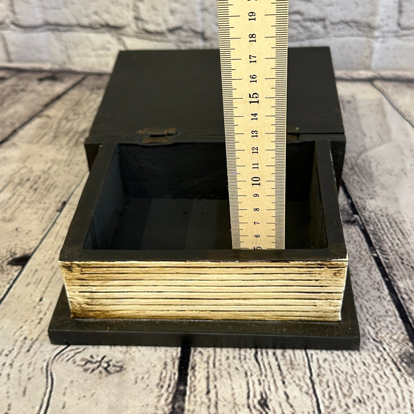 18cm x 12cm Book Wooden Gothic Pentagram Symbol Coffin Jewellery Trinket Box