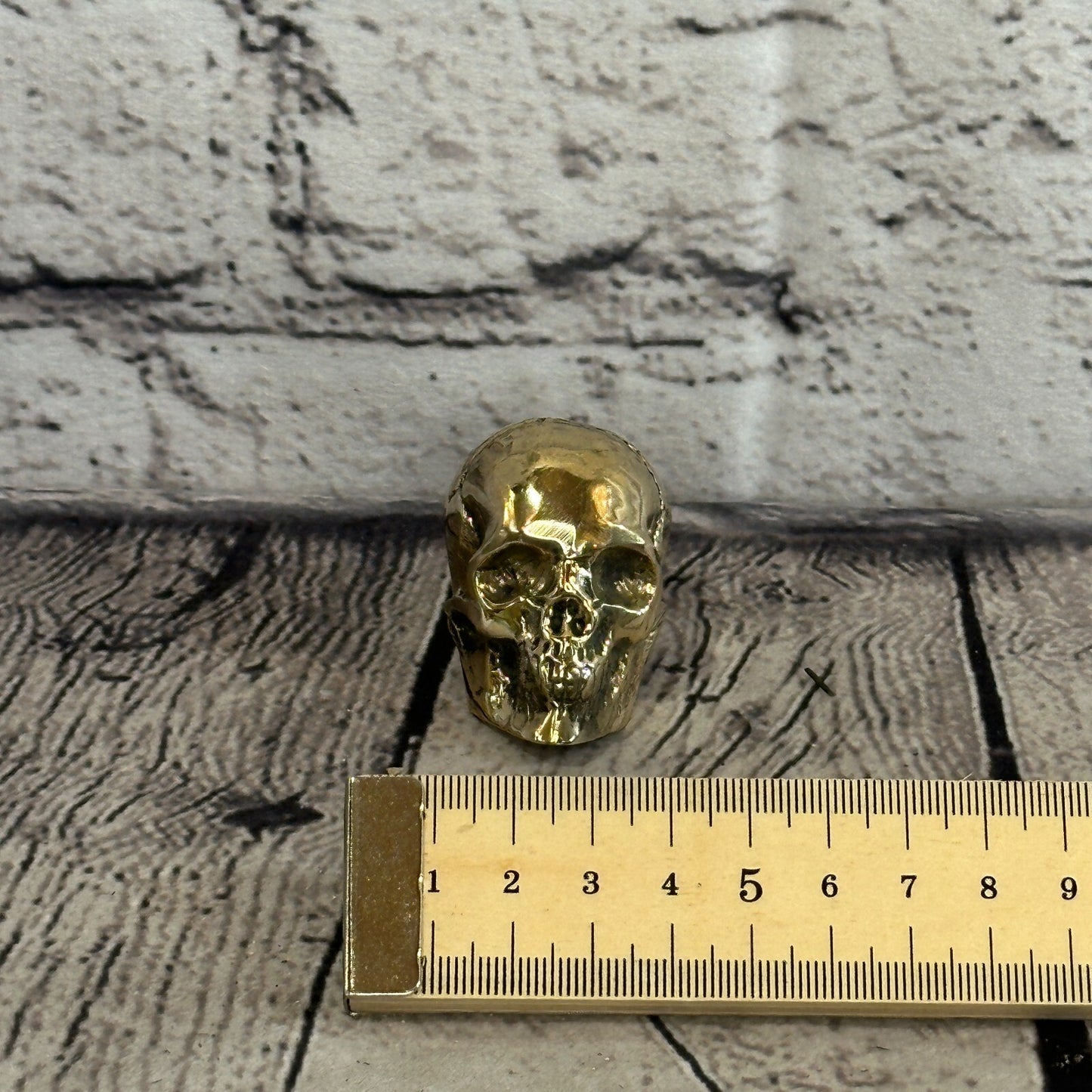 4cm x 4cm Antique Bronze Colour Skull Human Head Sculpture Ornament Home Office