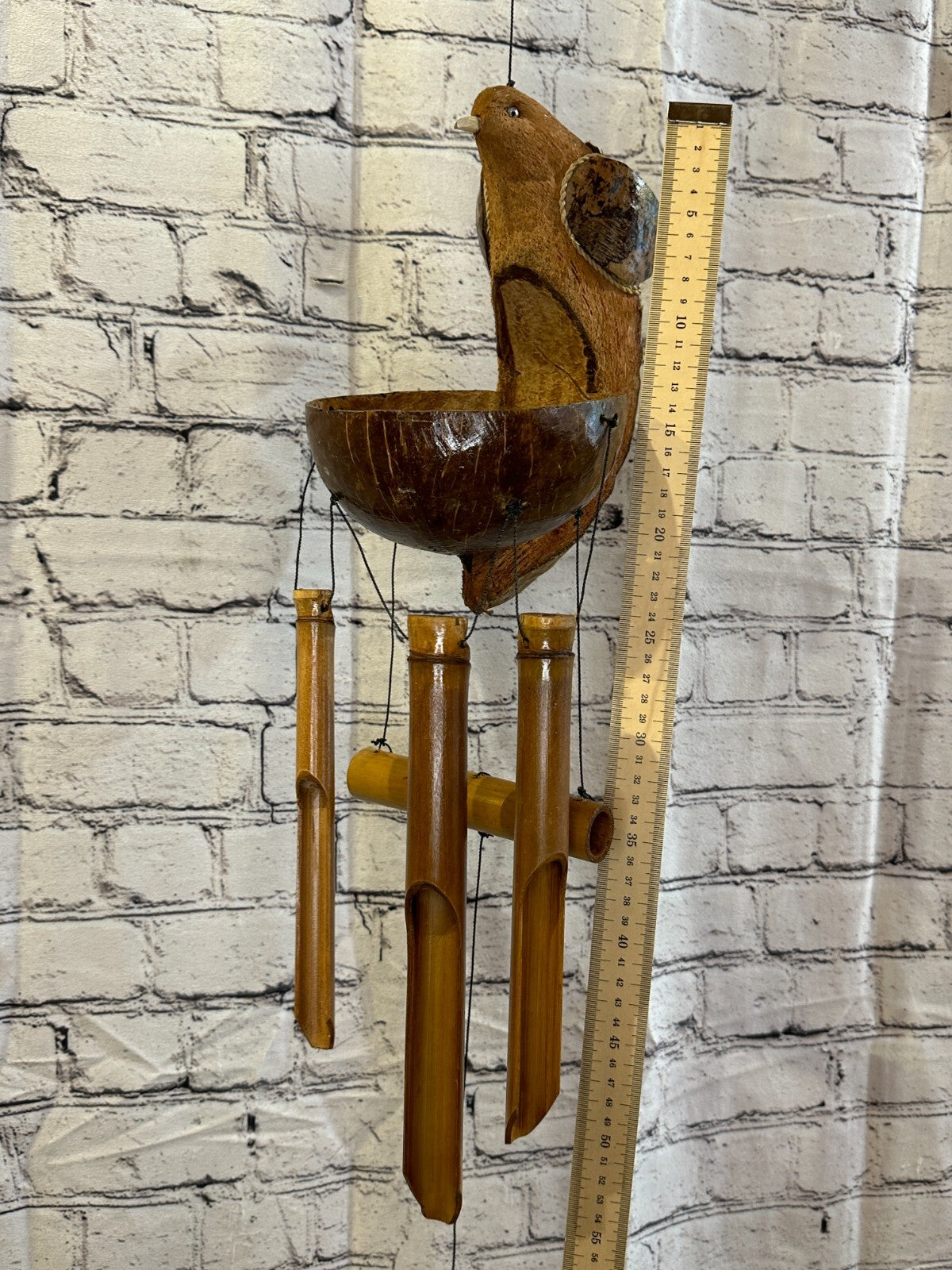 Bird Holder With Chimes Bamboo Windchime 20cm Garden Gift Summer Handmade Chimes