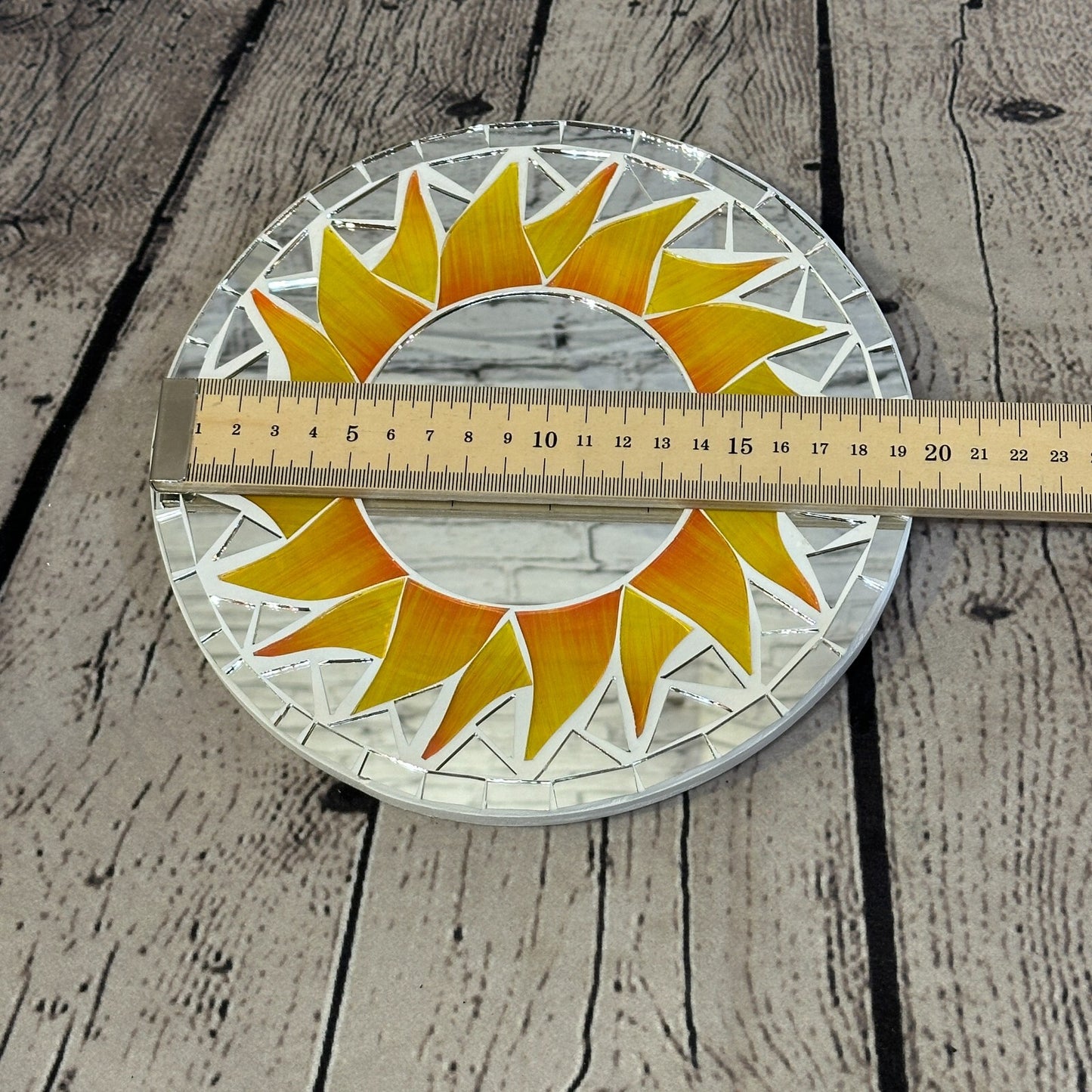 Orange Flame Sun Mosaic Tile Wall Mirror 20cm x 20cm 8 Inches Handmade New