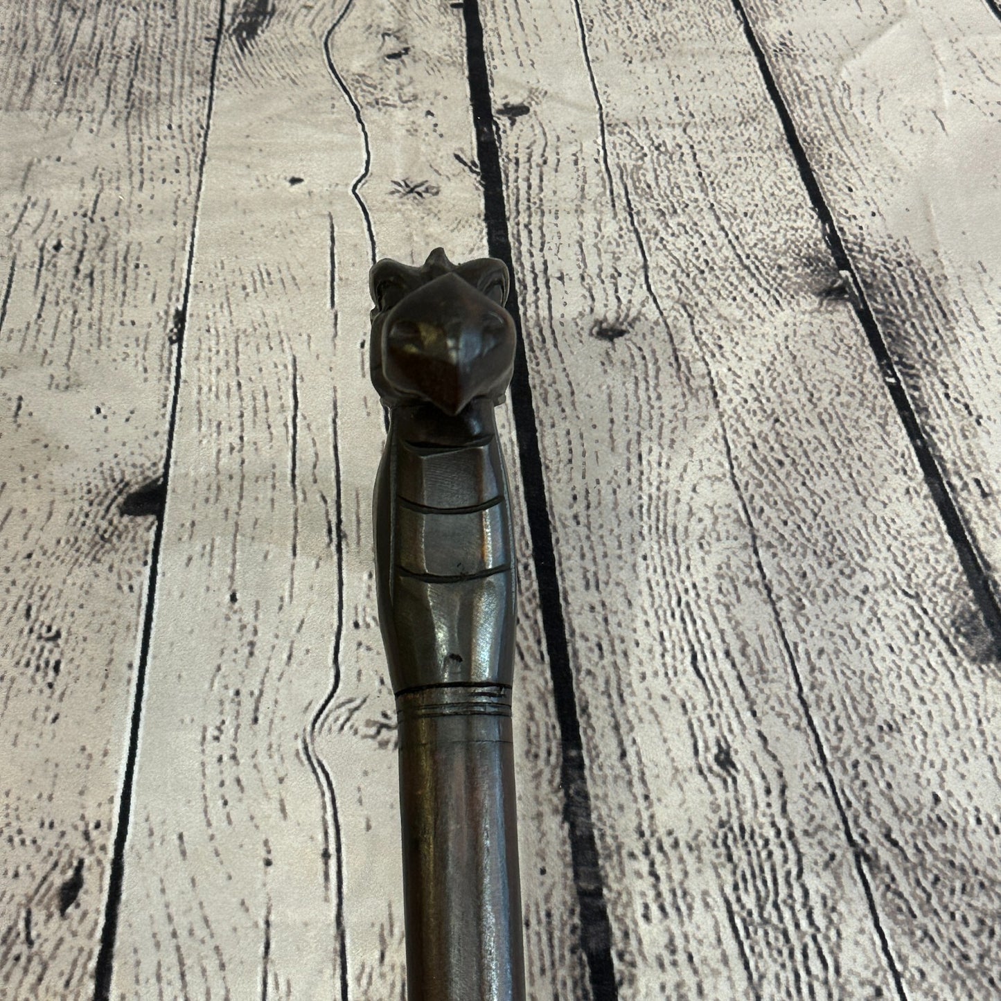 Dragon Head 90cm Tribal African Walking Stick Cane Hand Carved Dark Wood