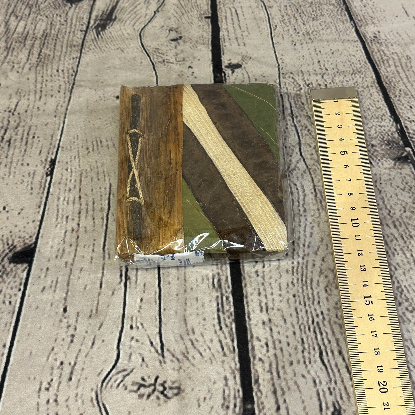 Natural Leaf Note Book 12cm x 10cm With Paper Made From Bamboo Pulp Design 7