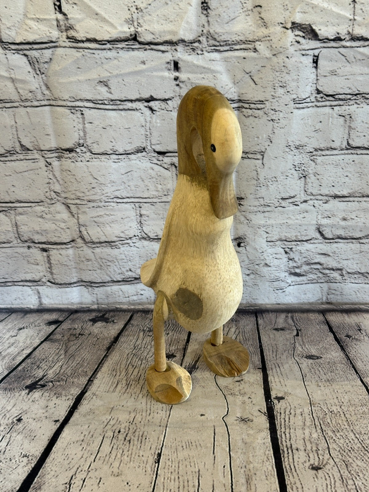 Swan Neck 30cm Tall Wooden Hairy Duckling Baby Duck Bamboo Root Fairtrade