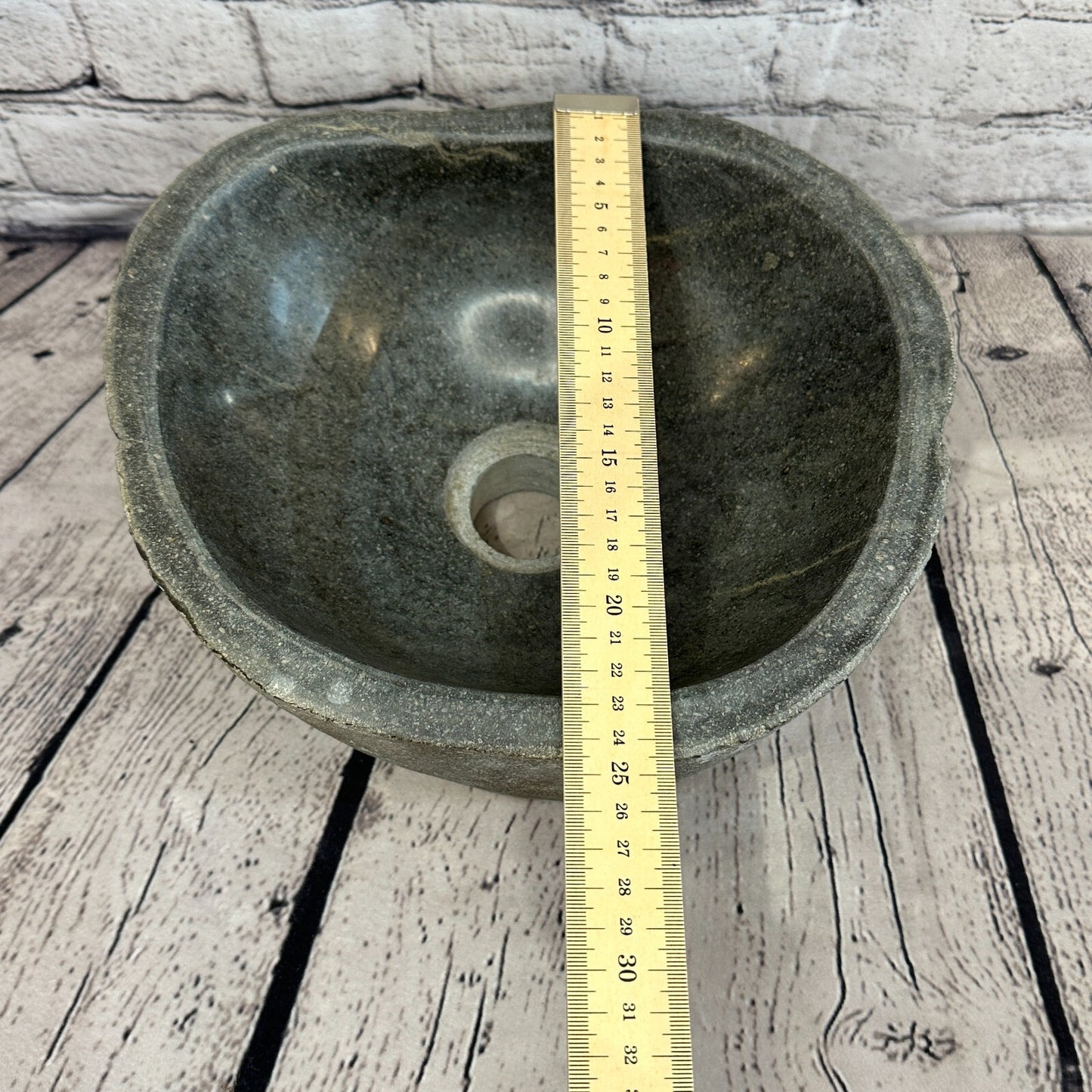 27cm x 24cm River Stone Sink Basin Bowl Natural for Bathroom Washroom Oval No 21