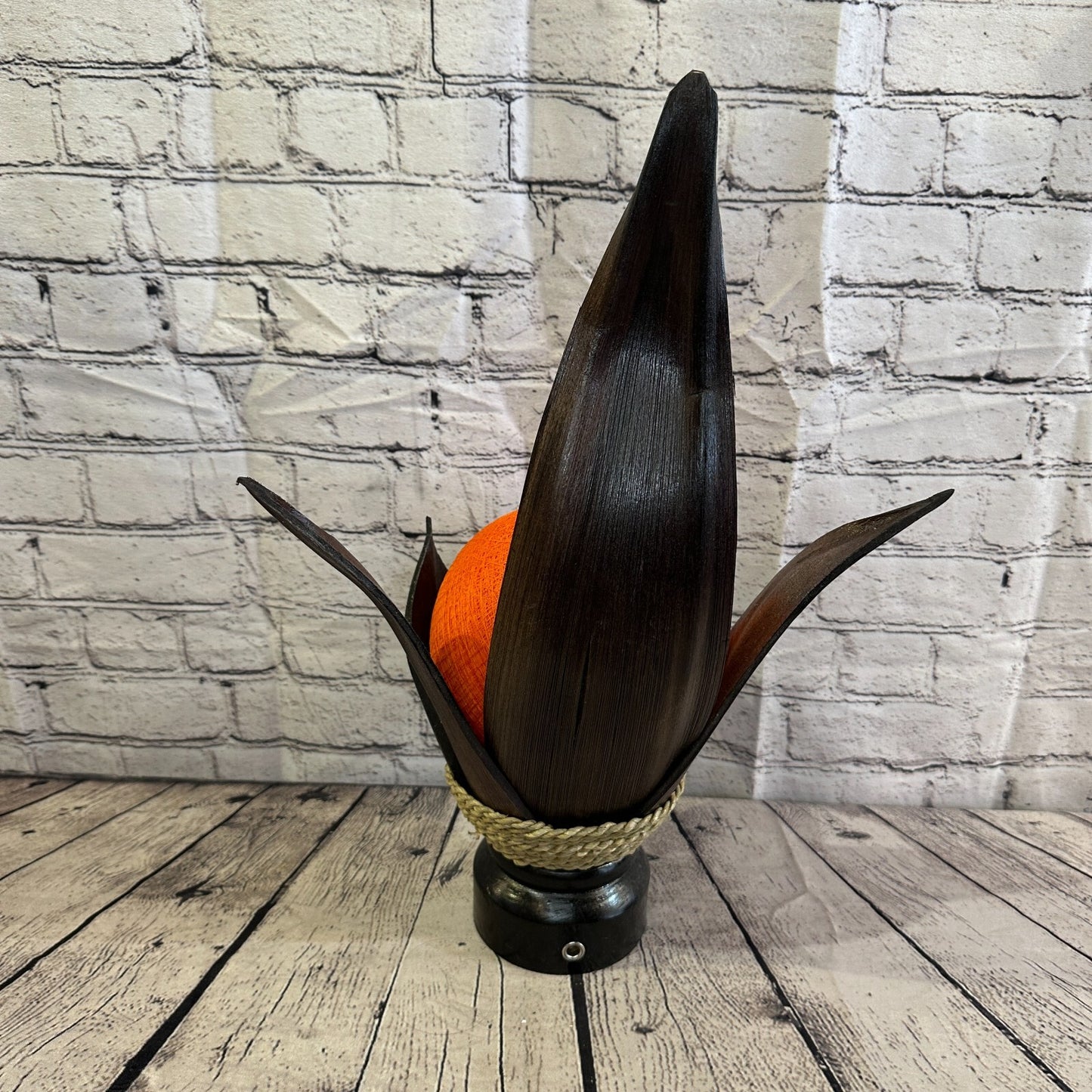 Orange Brown Leaf Natural 50cm Tall Leaf Lamp Twist LED UK Mains Plug Design 8