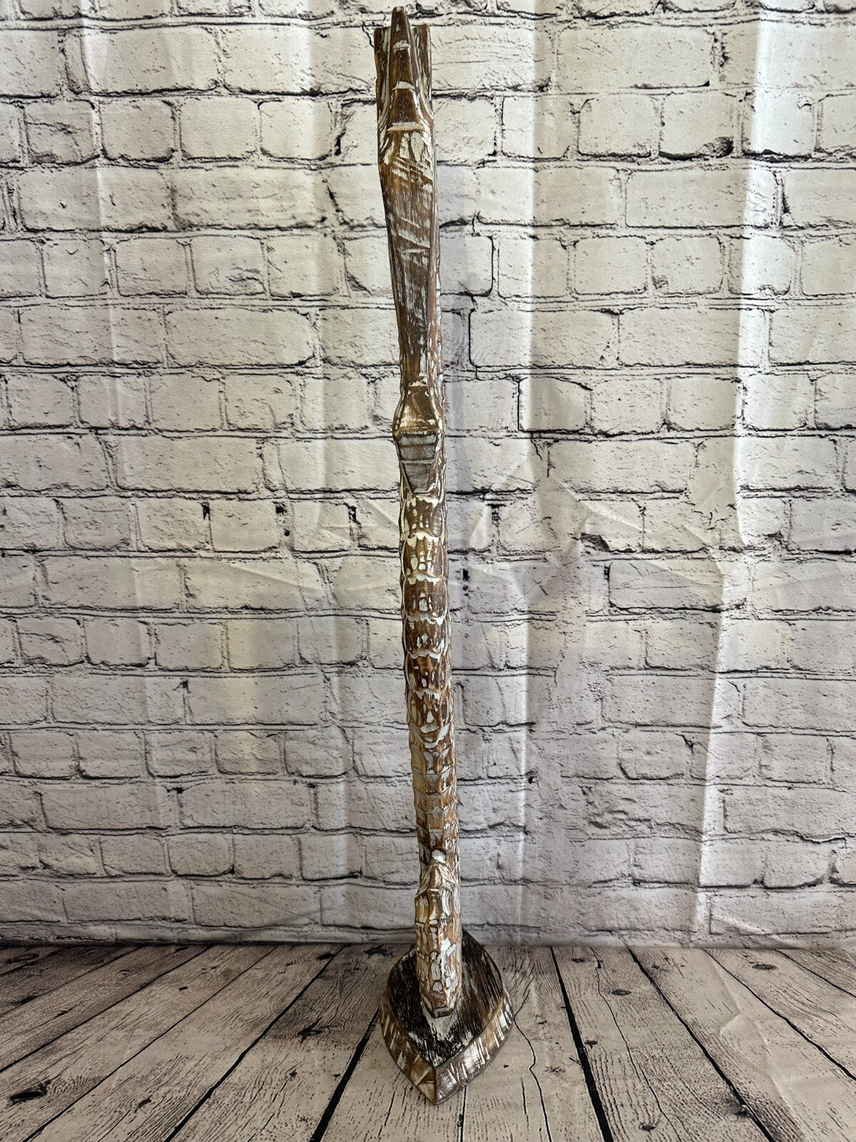80cm Brown Plain Wooden Shabby Seahorse Statue Ornament Fair Trade Handcarved