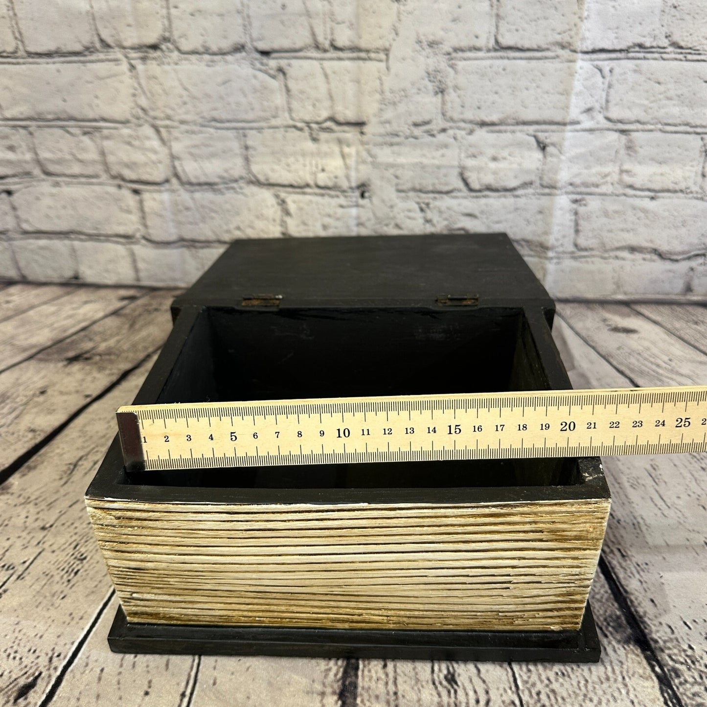 22cm x 17cm Book Wooden Gothic Skeleton Skull Coffin Jewellery Trinket Box