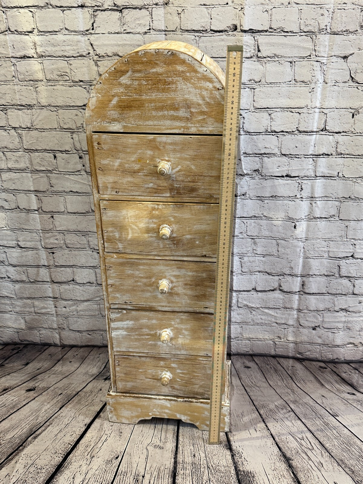 100cm x 30cm White 5 Draw Wooden Side Cabinet Living Hallway Storage Furniture
