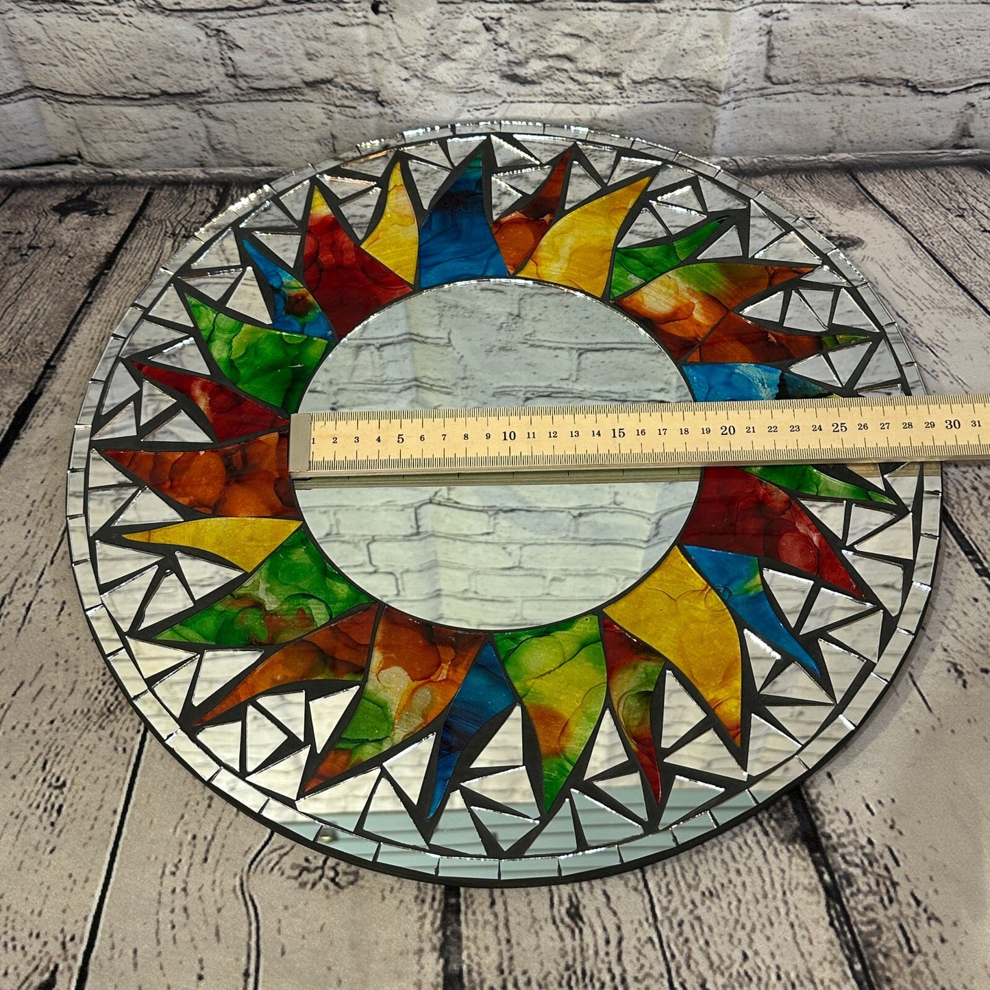 Rainbow Black Sun Mosaic Tile Wall Mirror 40cm x 40cm 16 Inches Handmade New