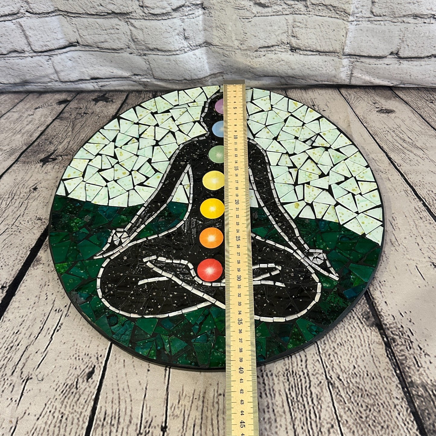 Chakra Colour And Yoga Mosaic Tile Wall Mirror 40cm x 40cm 16 Inches Handmade