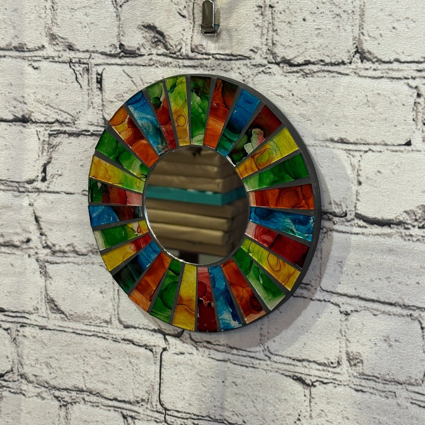 Rainbow Black Line Mosaic Tile Wall Mirror 20cm x 20cm 8 Inches Handmade New
