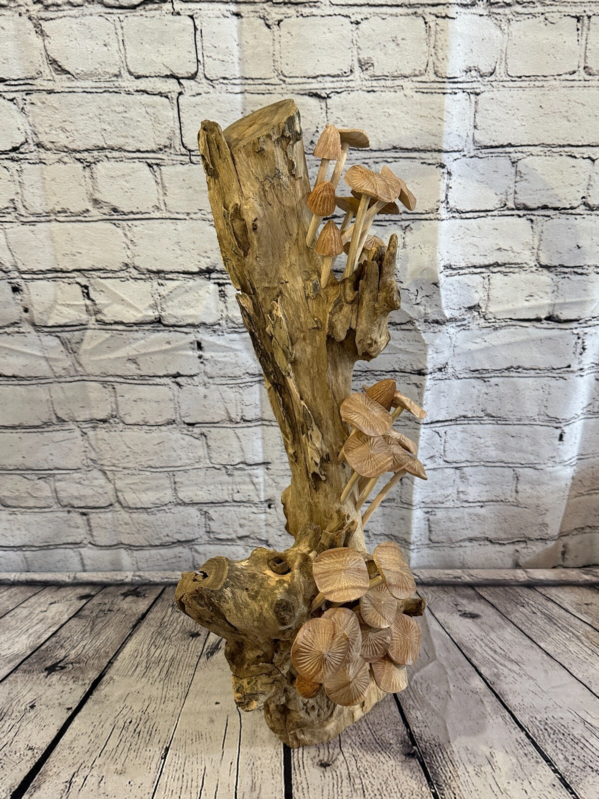 55cm Tall Mushrooms Cluster Parasite Ornament Natural Carving Fairtrade Wooden