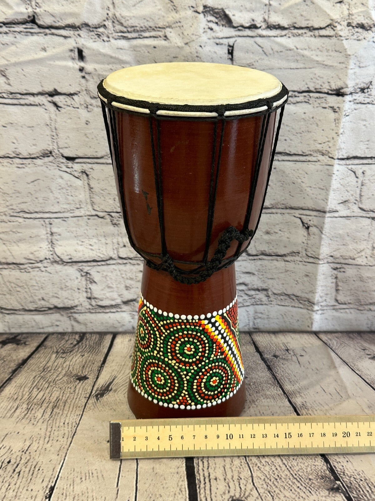 30cm Painted Wooden Djembe Bongo Painted African Influenced Drum High Handmade