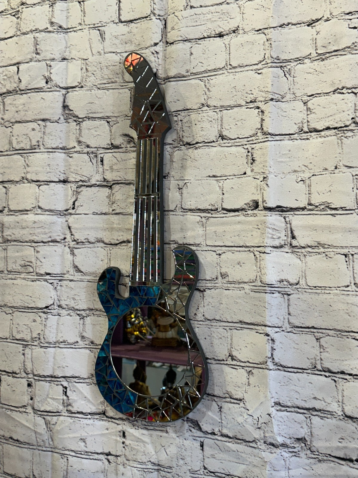 Blue Guitar Mosaic Tile Wall Mirror 60cm x 20cm 24 Inches Handmade New