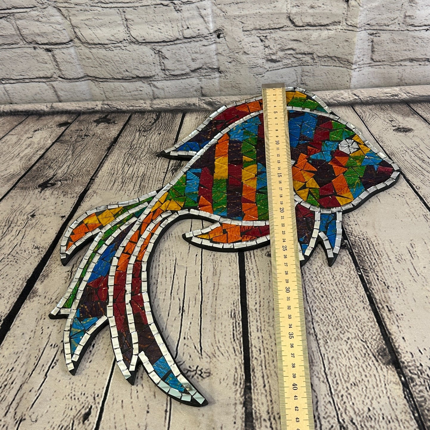 Rainbow Angel Tropical Fish Mosaic Tile Wall Mirror 40cm x 40cm Handmade New